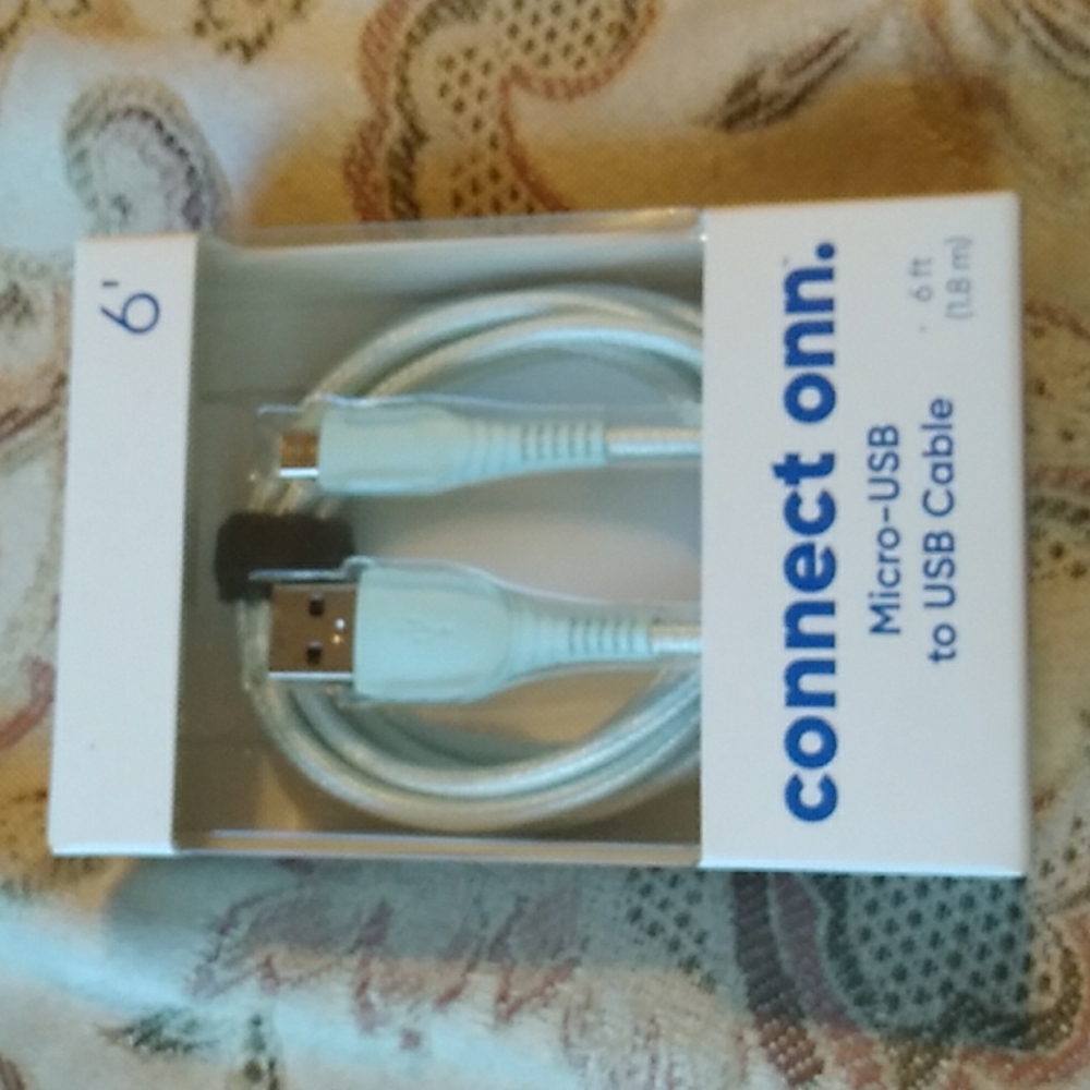 Connect Onn Micro-USB to USB Cable 6ft light green